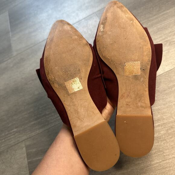 Madewell Shoes Womens 8 Remi Velvet Bow Mules Spiced Wine Suede J8266 Slip On - Picture 4 of 4